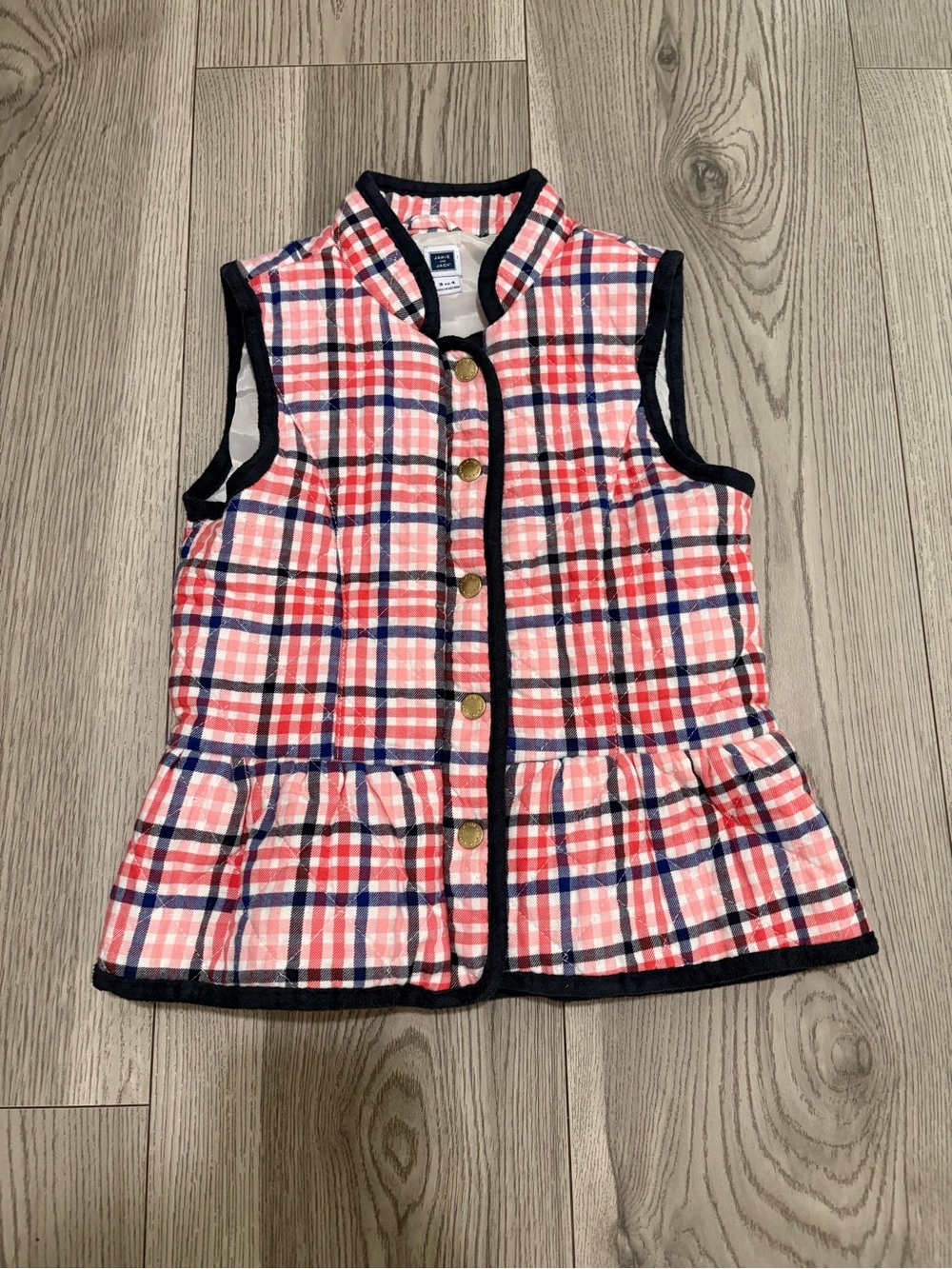 Janie and Jack Plaid Quilted Vest Size 3/4 Years